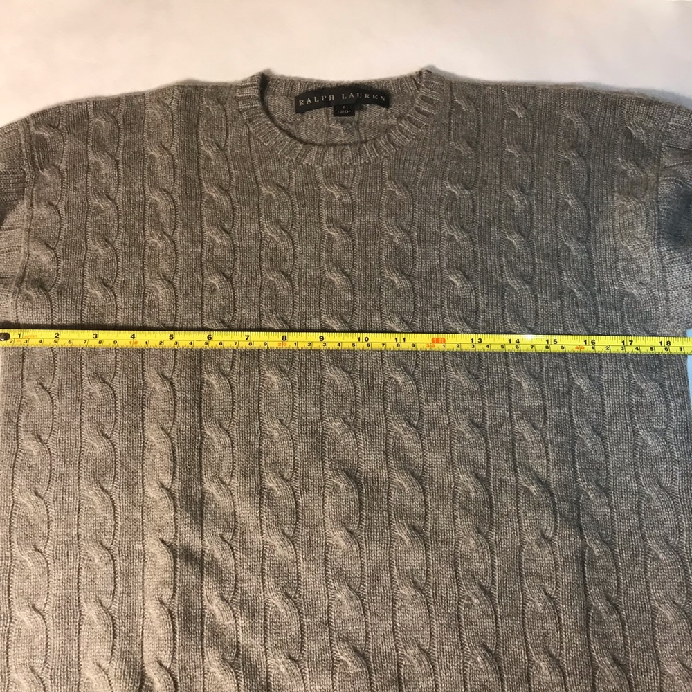 Ralph Lauren Black Label Cable Knit Crewneck Cashmere Sweater Small Gray - Picture 8 of 8